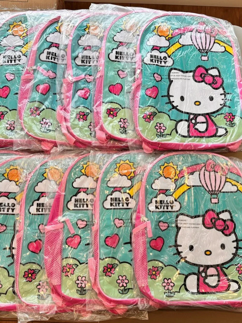 Wholesale Lot of 12 Hello Kitty Hot Air Balloon Children's Pink Backpacks NWT